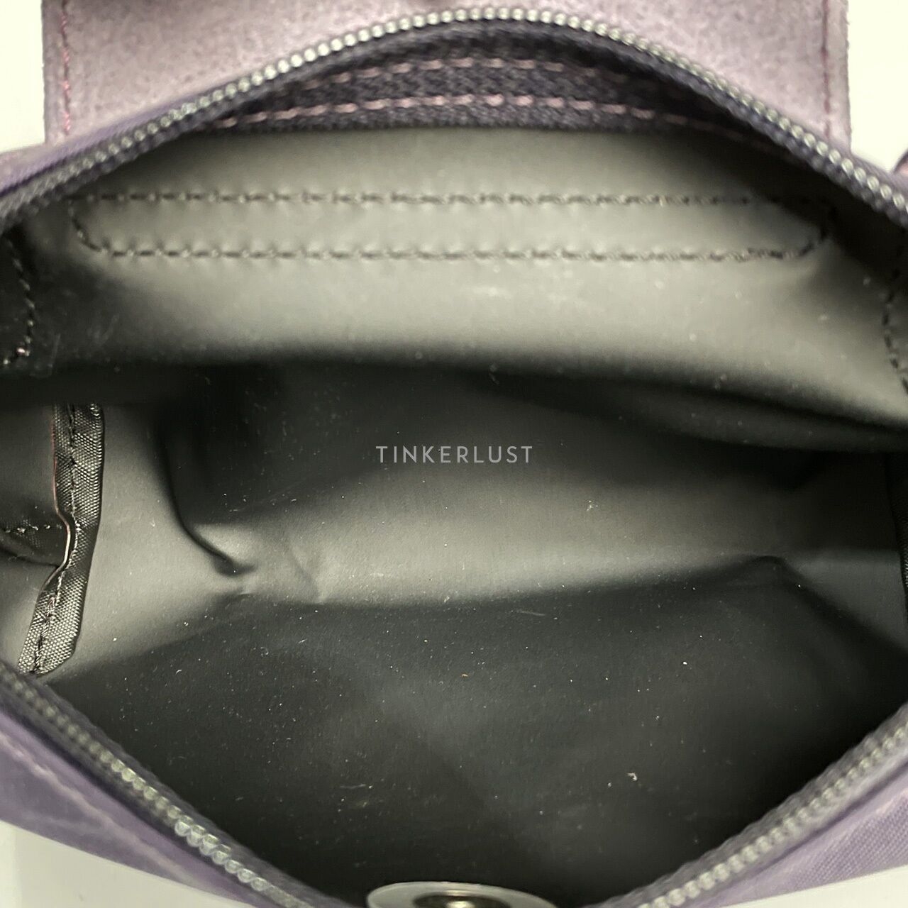 Longchamp Le Pliage Green Dark Purple Top-Handle Pouch