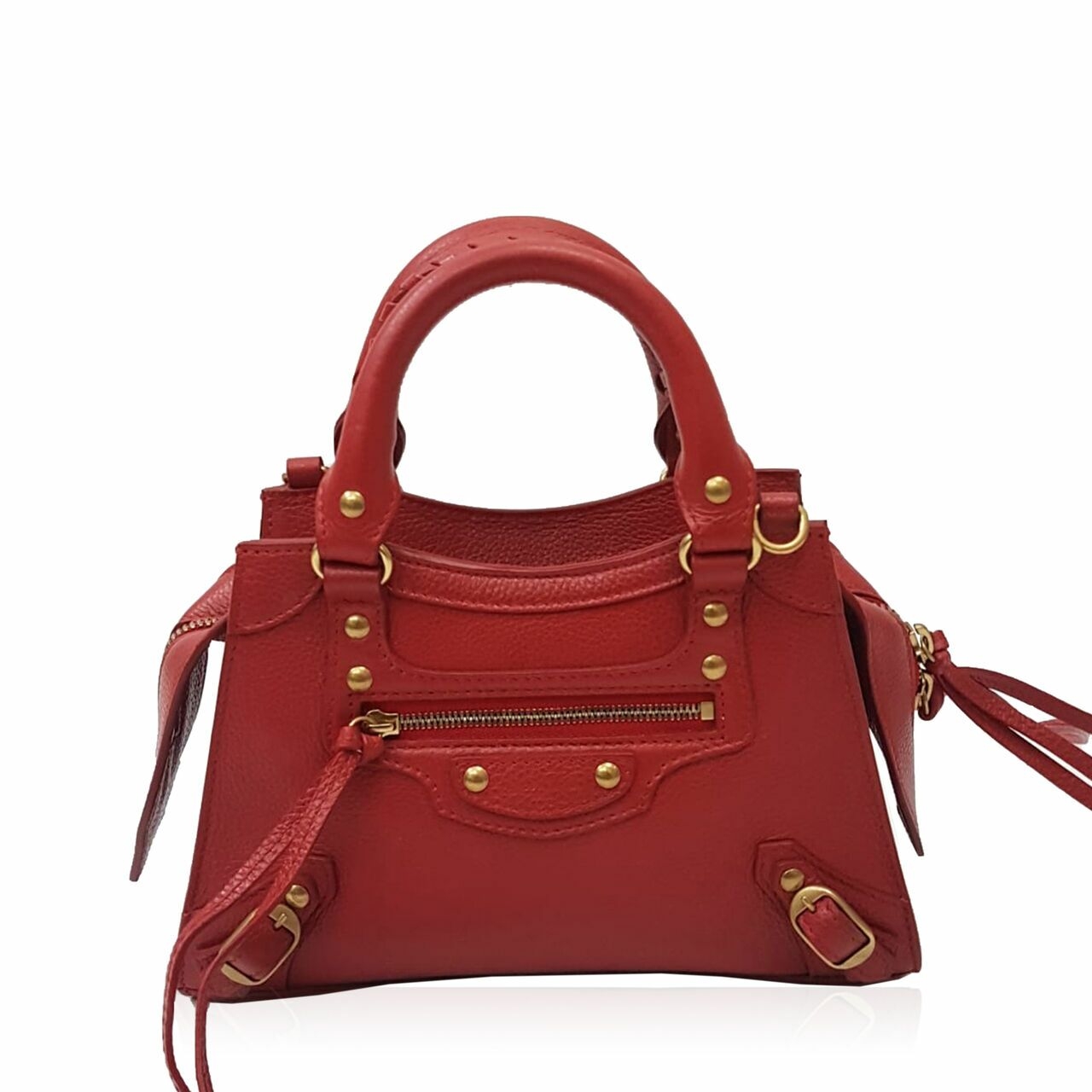 Balenciaga Neo Mini Red Rouge Grained GHW Satchel