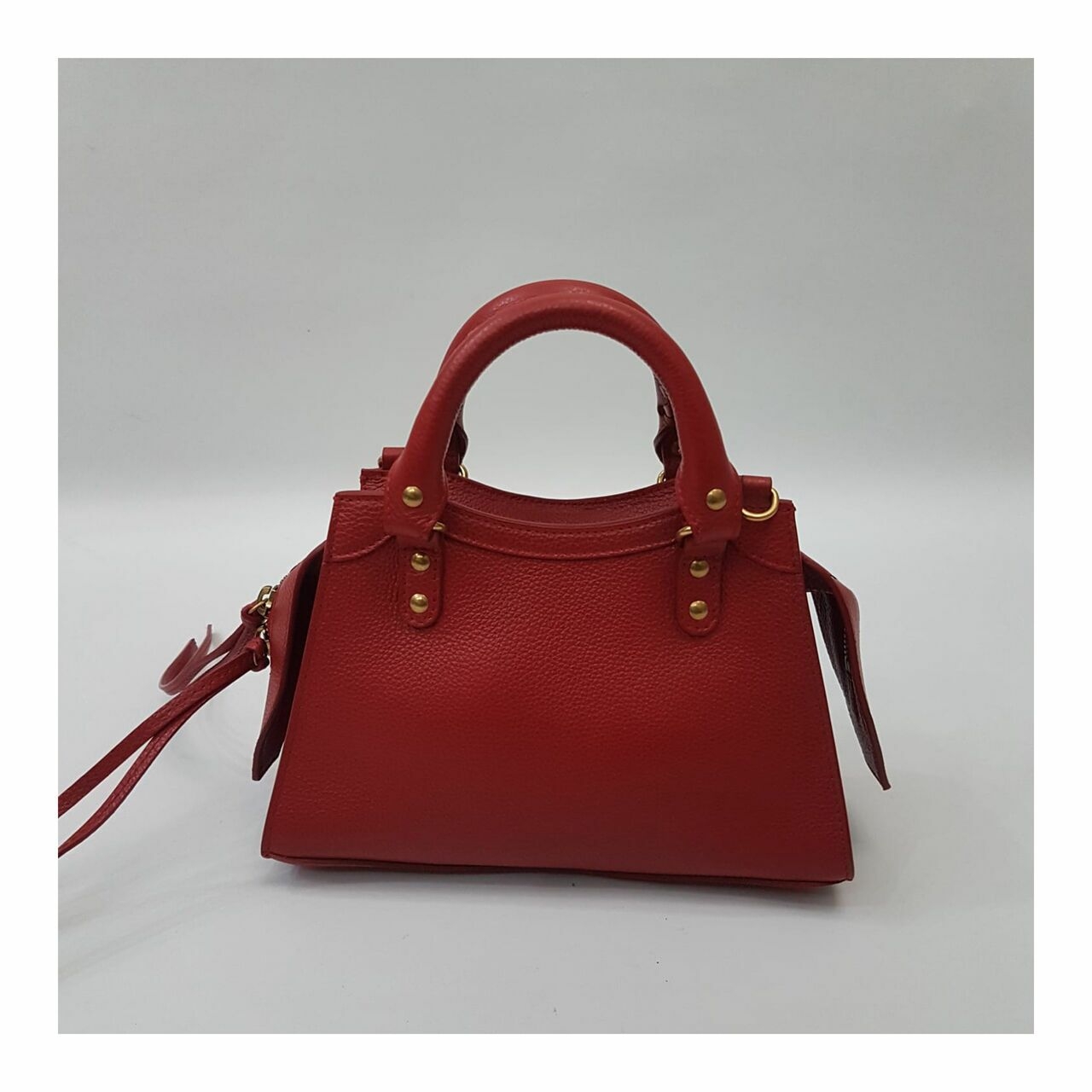 Balenciaga Neo Mini Red Rouge Grained GHW Satchel