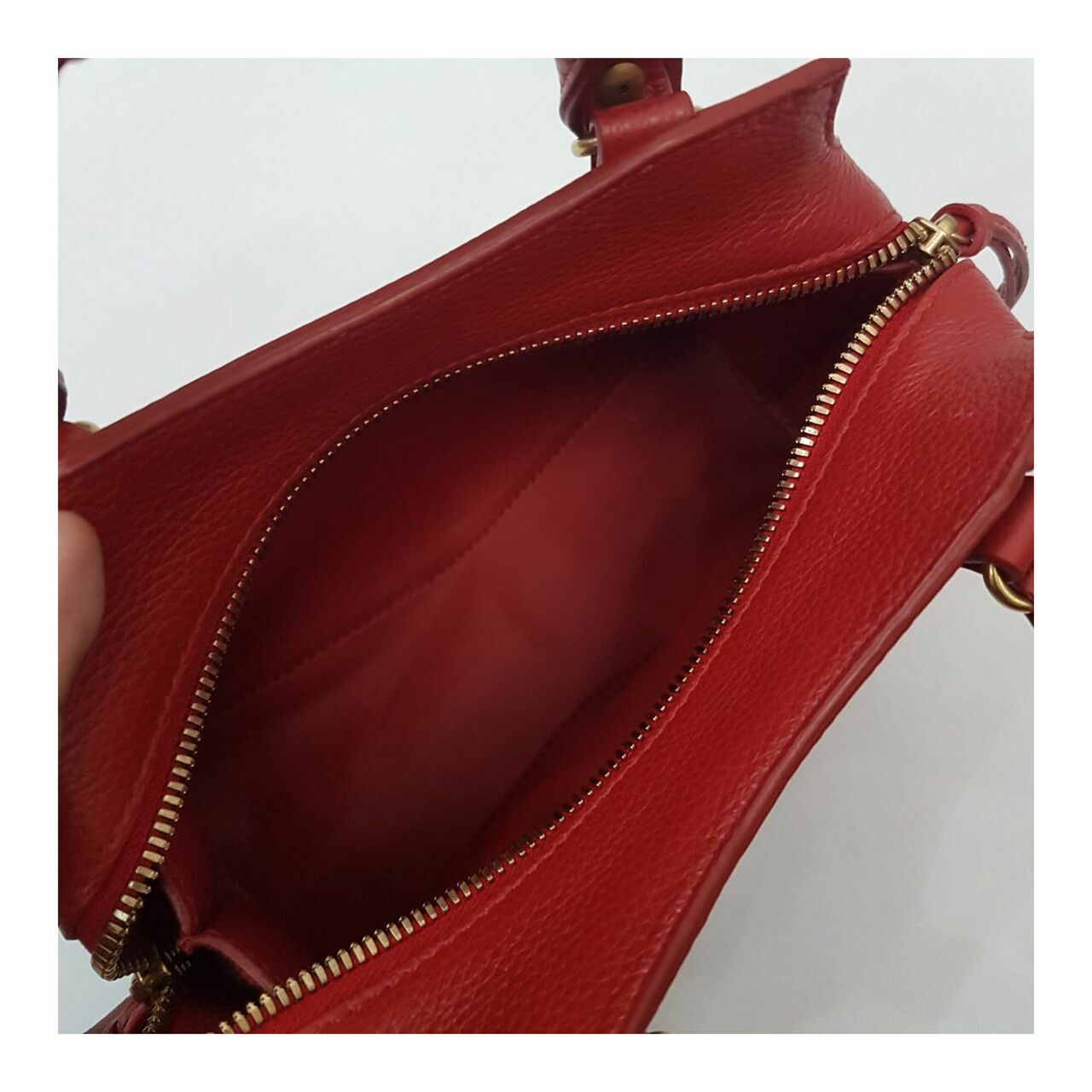 Balenciaga Neo Mini Red Rouge Grained GHW Satchel