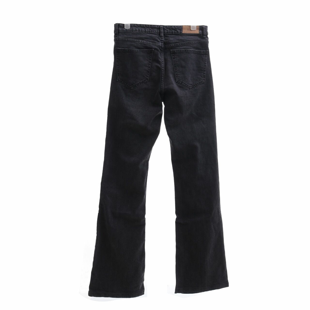 Stradivarius Black Washed Flare Long Pants