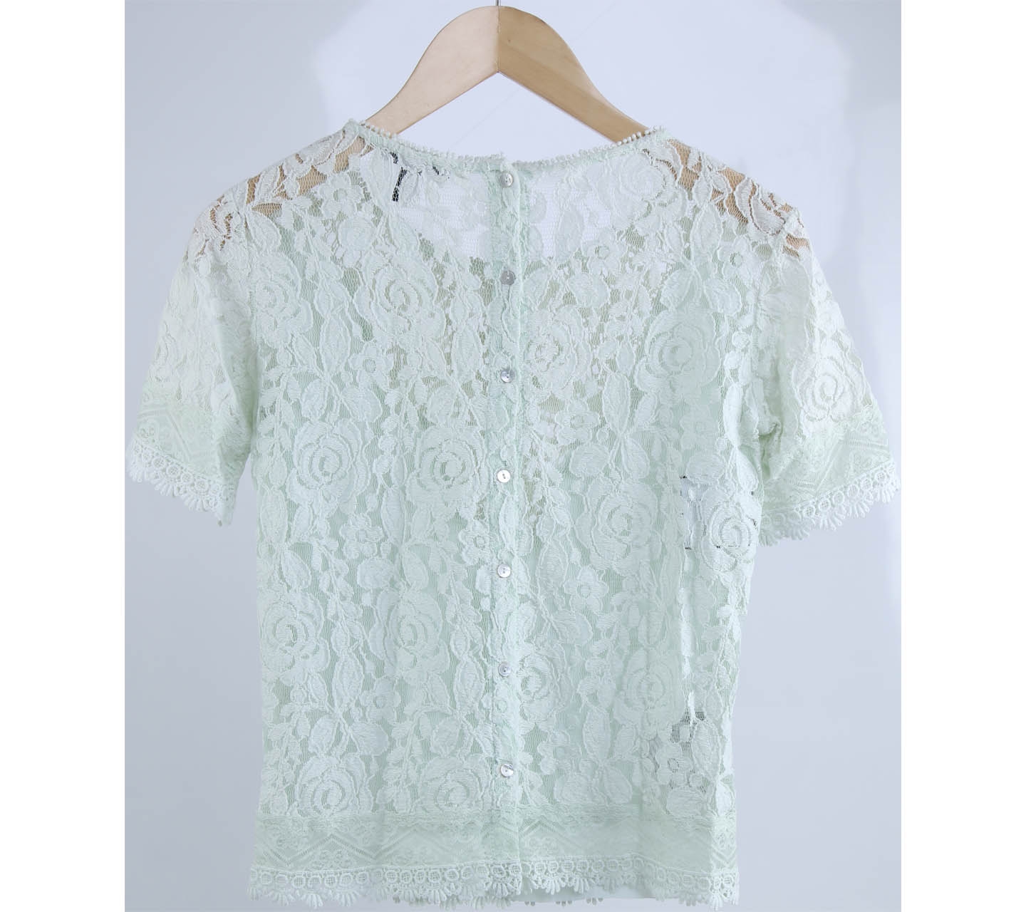 Mango Mint Lace Blouse