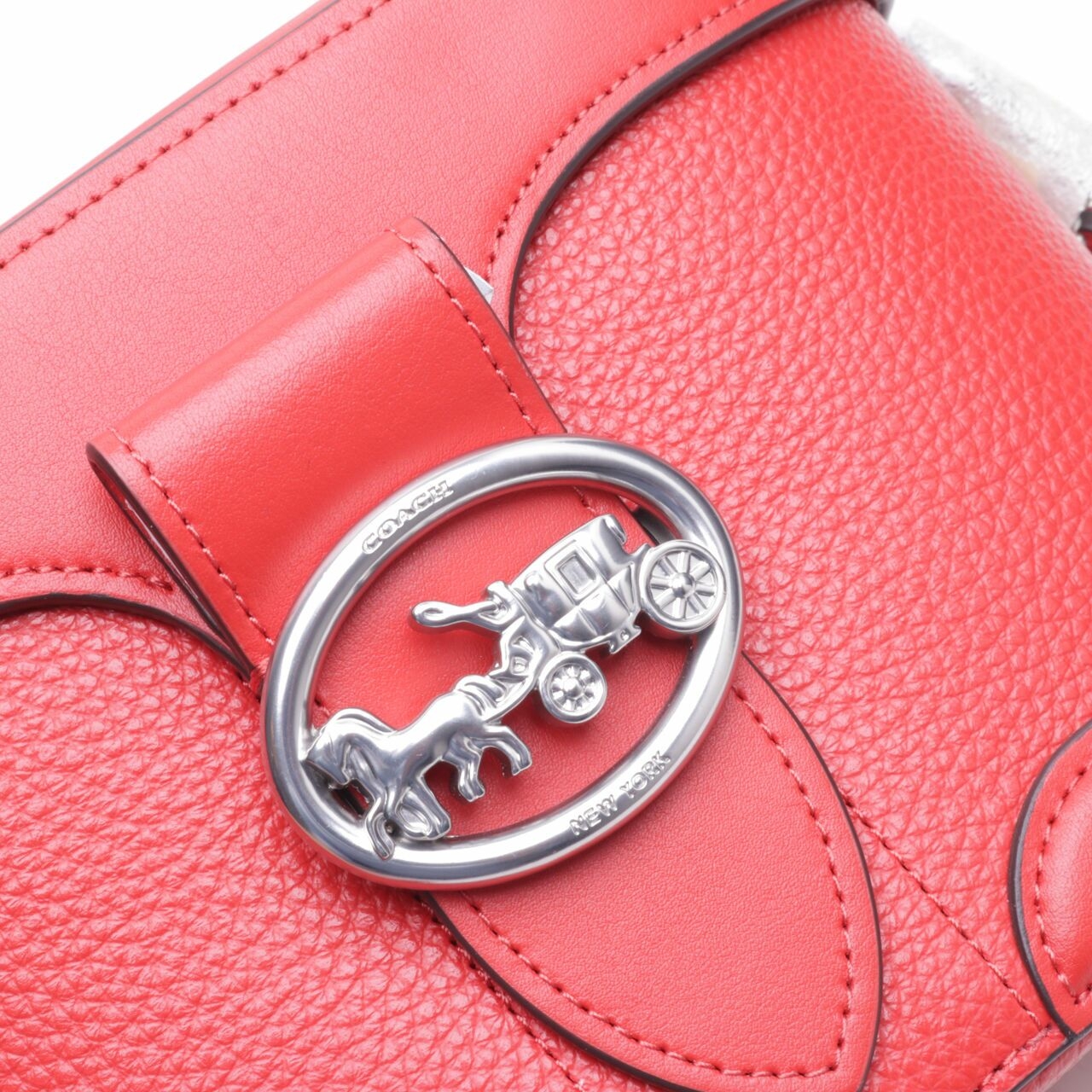 Coach Georgie Gem Bright Poppy Pebble Leather Crossbody Bag 