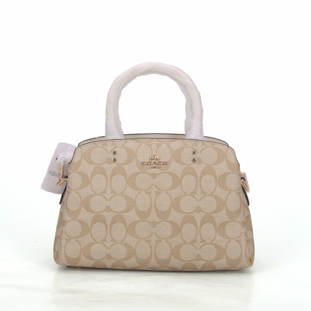 Coach 91494 Signature Mini Lillie Carryall Light Khaki/Chalk Satchel