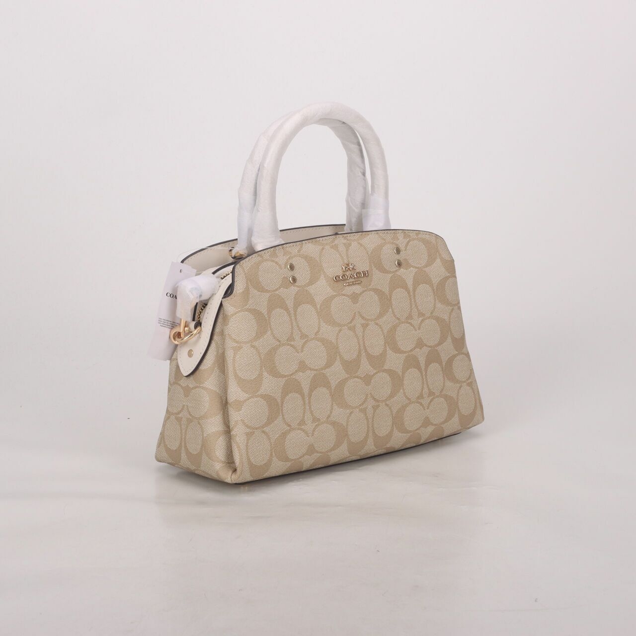 Coach 91494 Signature Mini Lillie Carryall Light Khaki/Chalk Satchel