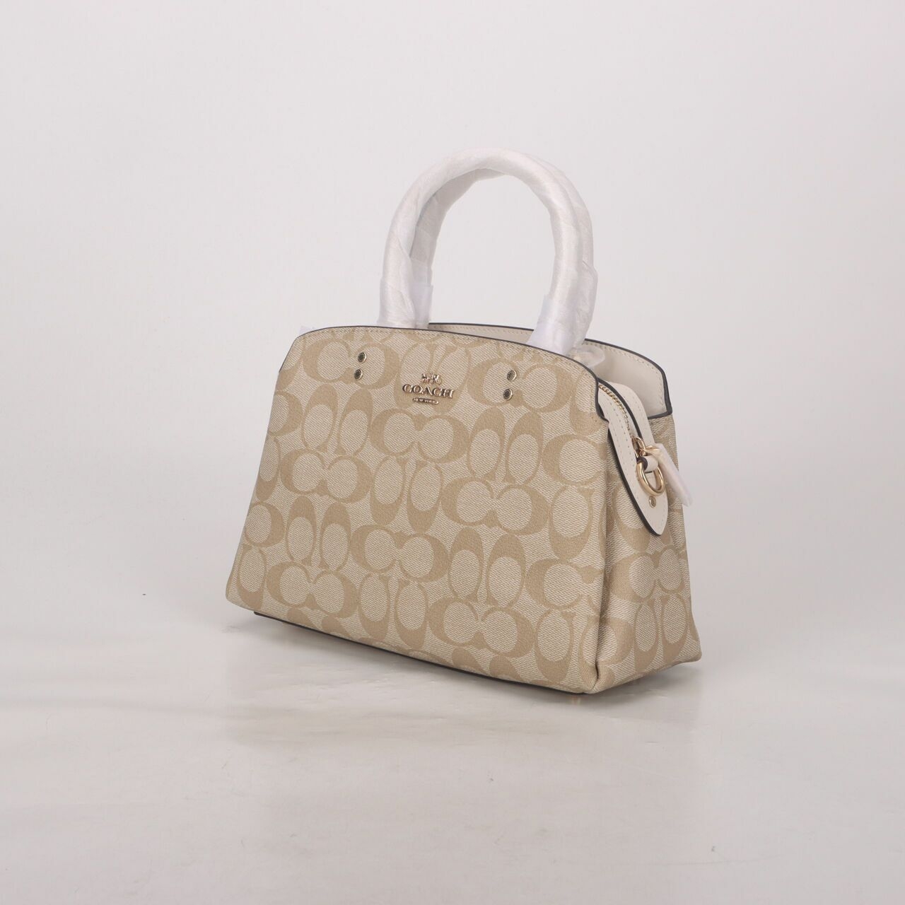 Coach 91494 Signature Mini Lillie Carryall Light Khaki/Chalk Satchel