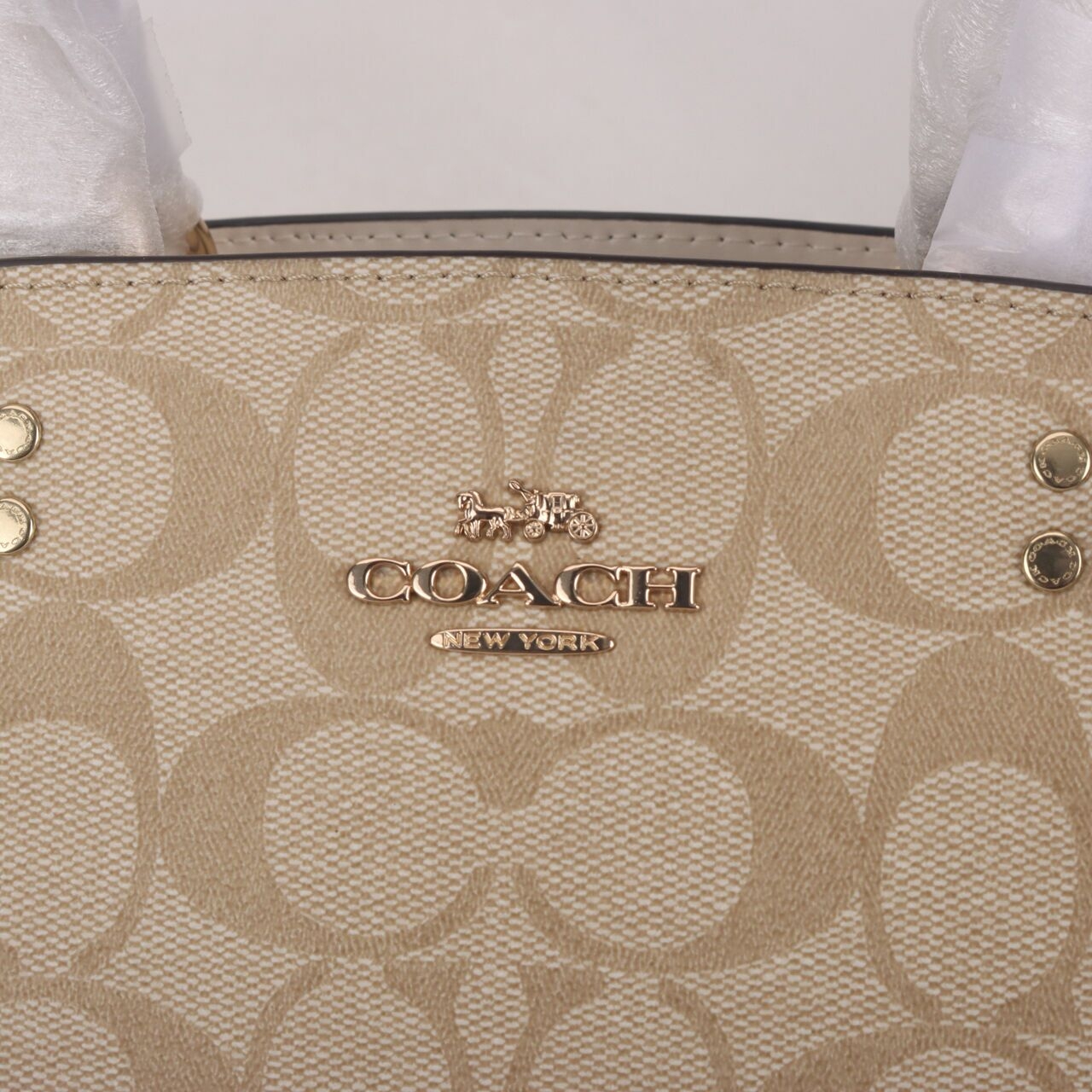 Coach 91494 Signature Mini Lillie Carryall Light Khaki/Chalk Satchel