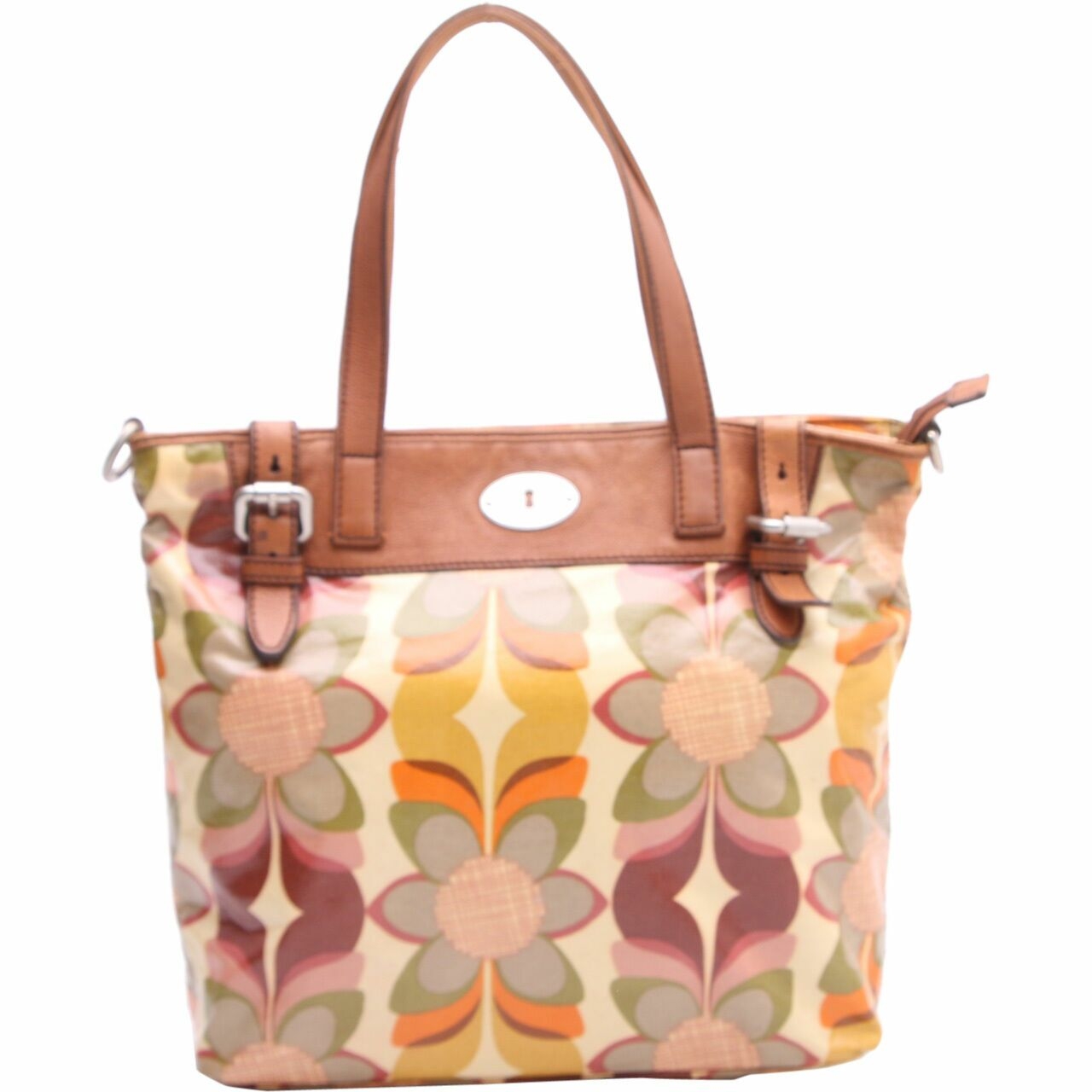 Fossil Multi Patterned Green & Yellow Tote Bag