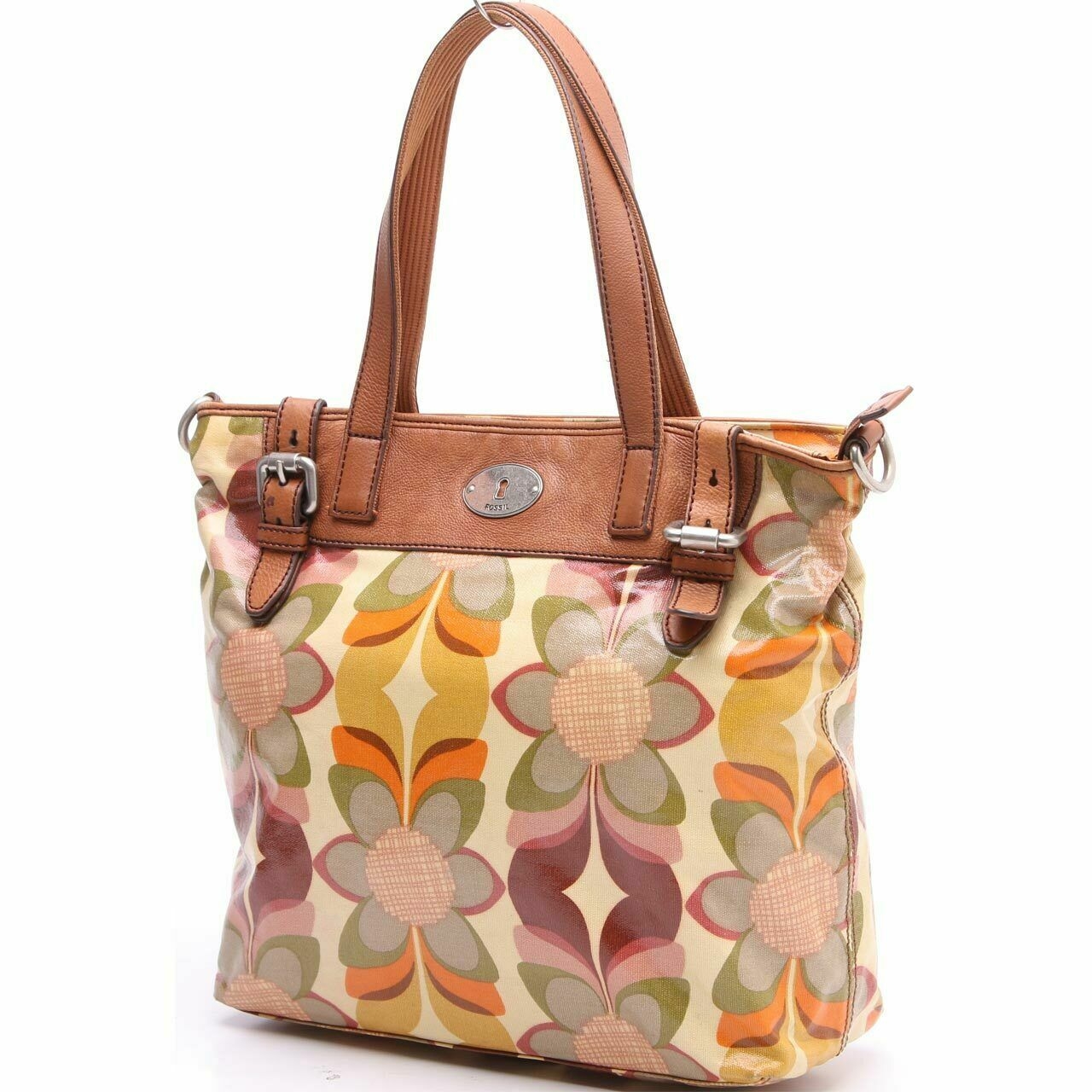 Fossil Multi Patterned Green & Yellow Tote Bag