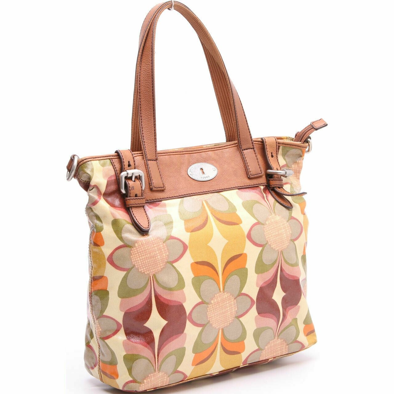 Fossil Multi Patterned Green & Yellow Tote Bag