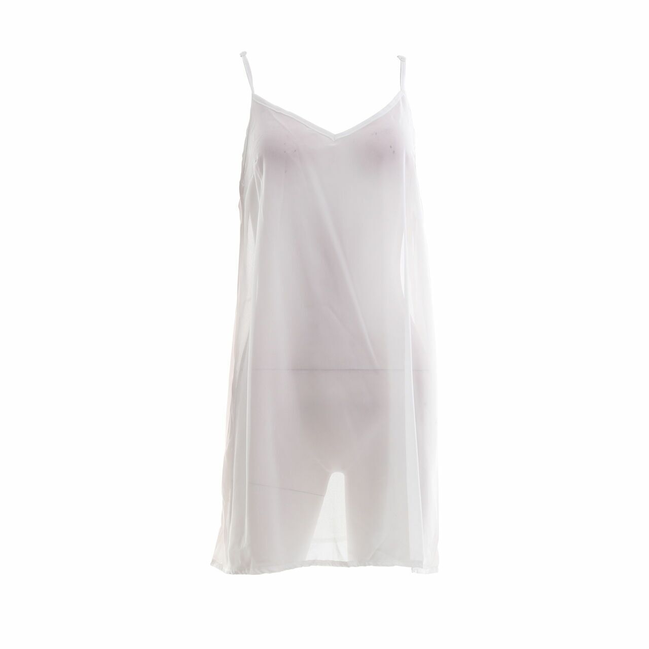 Private Collection White See Through Line Strap Sleeveless