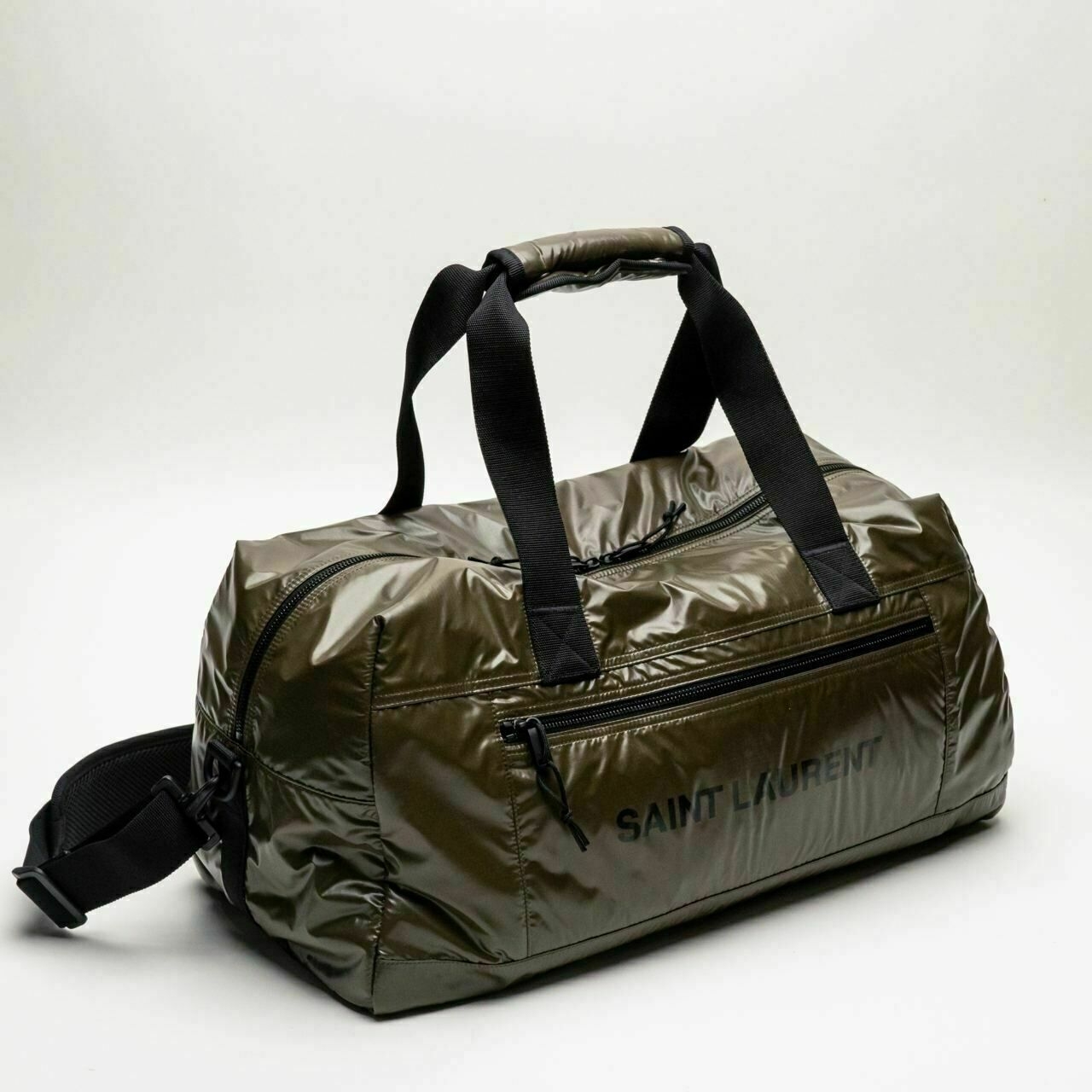 Saint Laurent Nuxx Nylon Large Duffle Bag Khaki Soldier