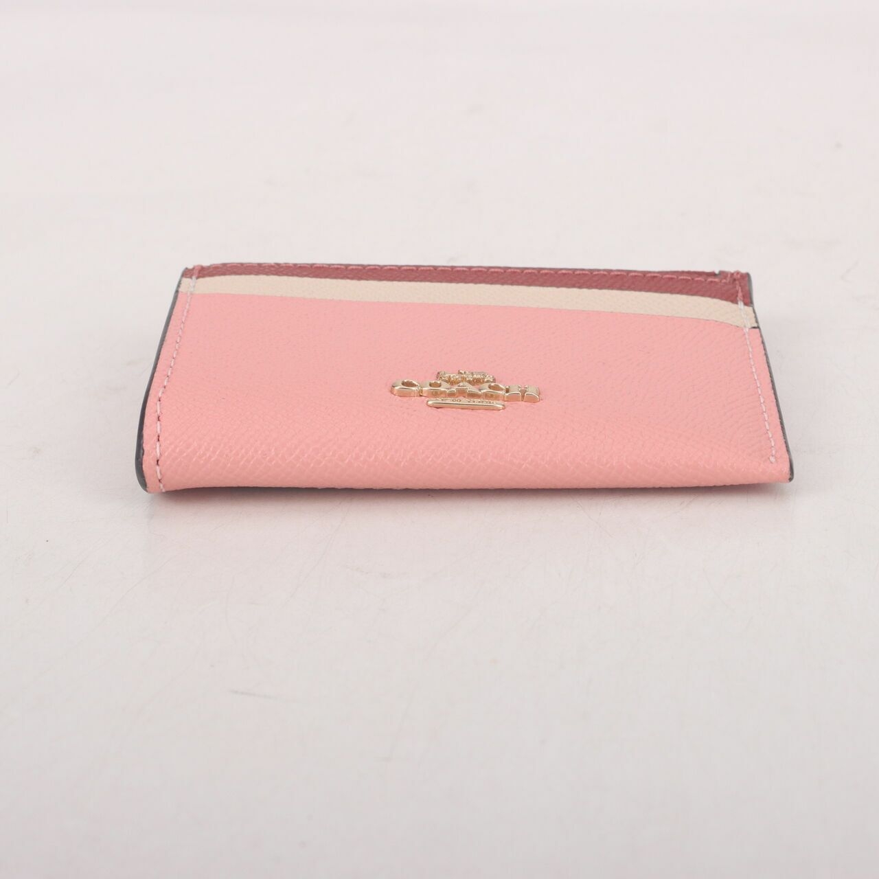 Coach CC821 Colorblock Leather Mini ID Candy Pink Multi Wallet