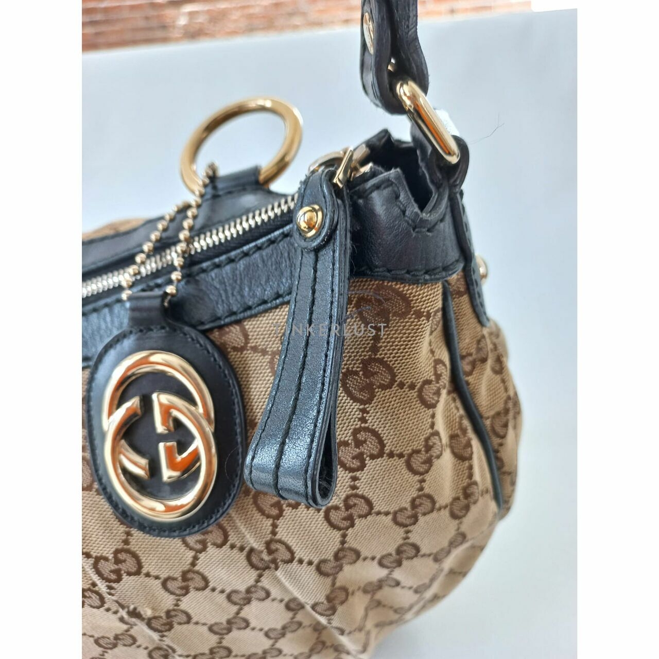 Gucci Sukey Canvas Shoulder Bag 2010 Brown & Black 