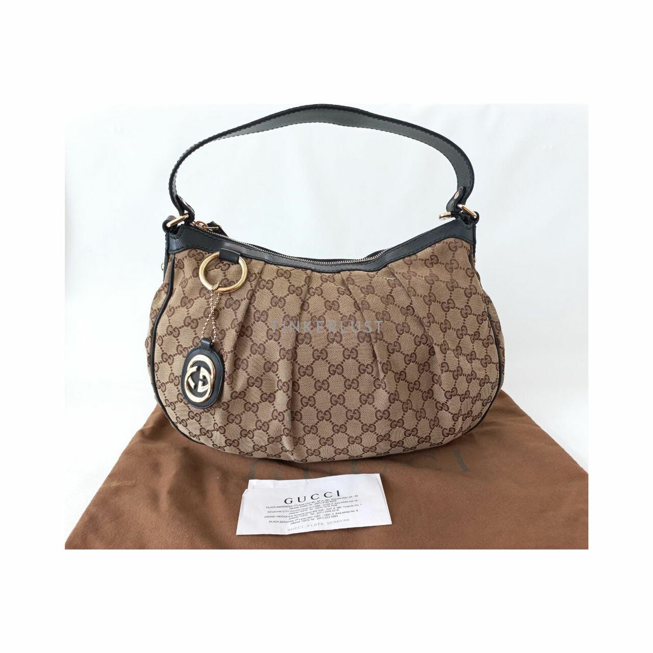 Gucci Sukey Canvas Shoulder Bag 2010 Brown & Black 