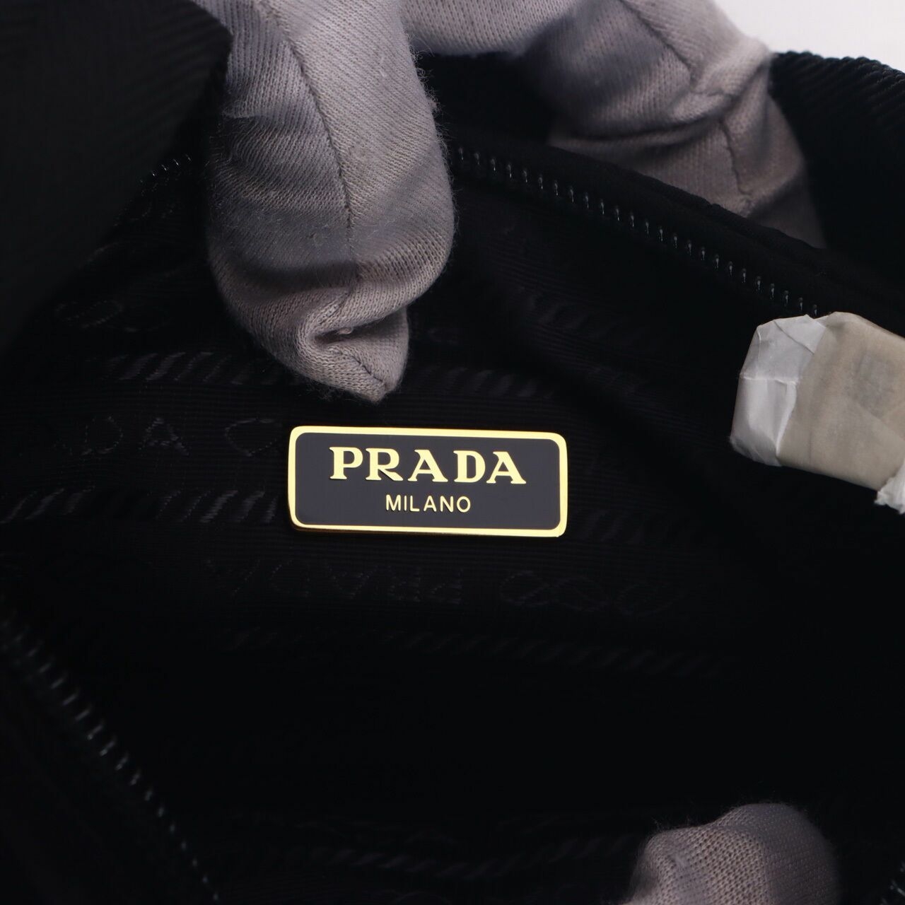 Prada Mini Tessuto Impuntu 1NE051 Black Shoulder Bag