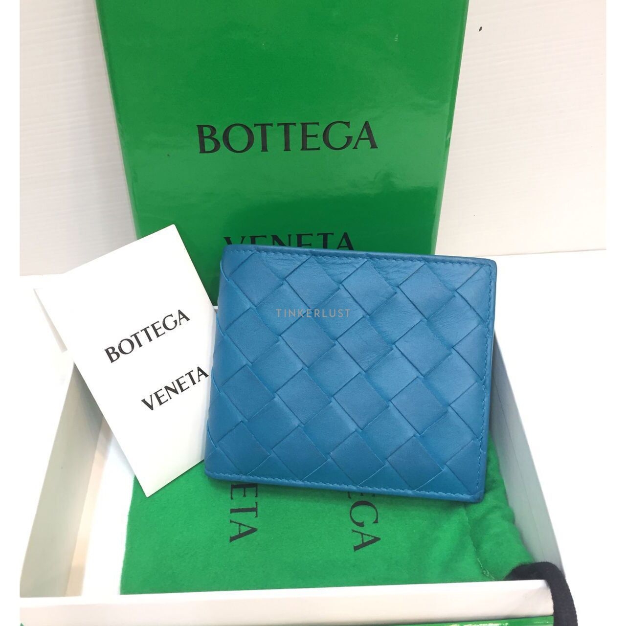 Bottega Veneta Intreciatto Blue Compact Wallet 