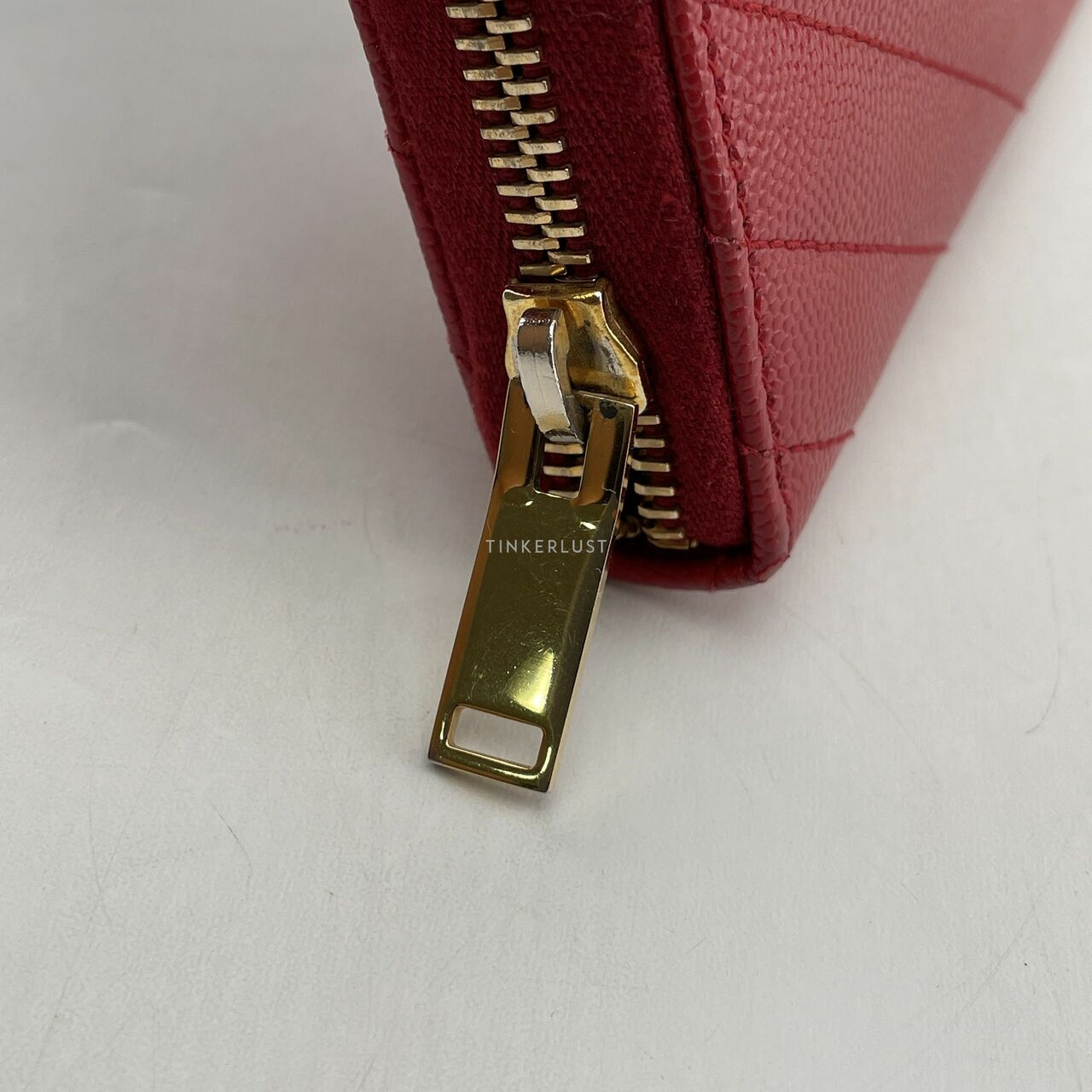 Saint Laurent Red Classic Monogram Zip Around Wallet 