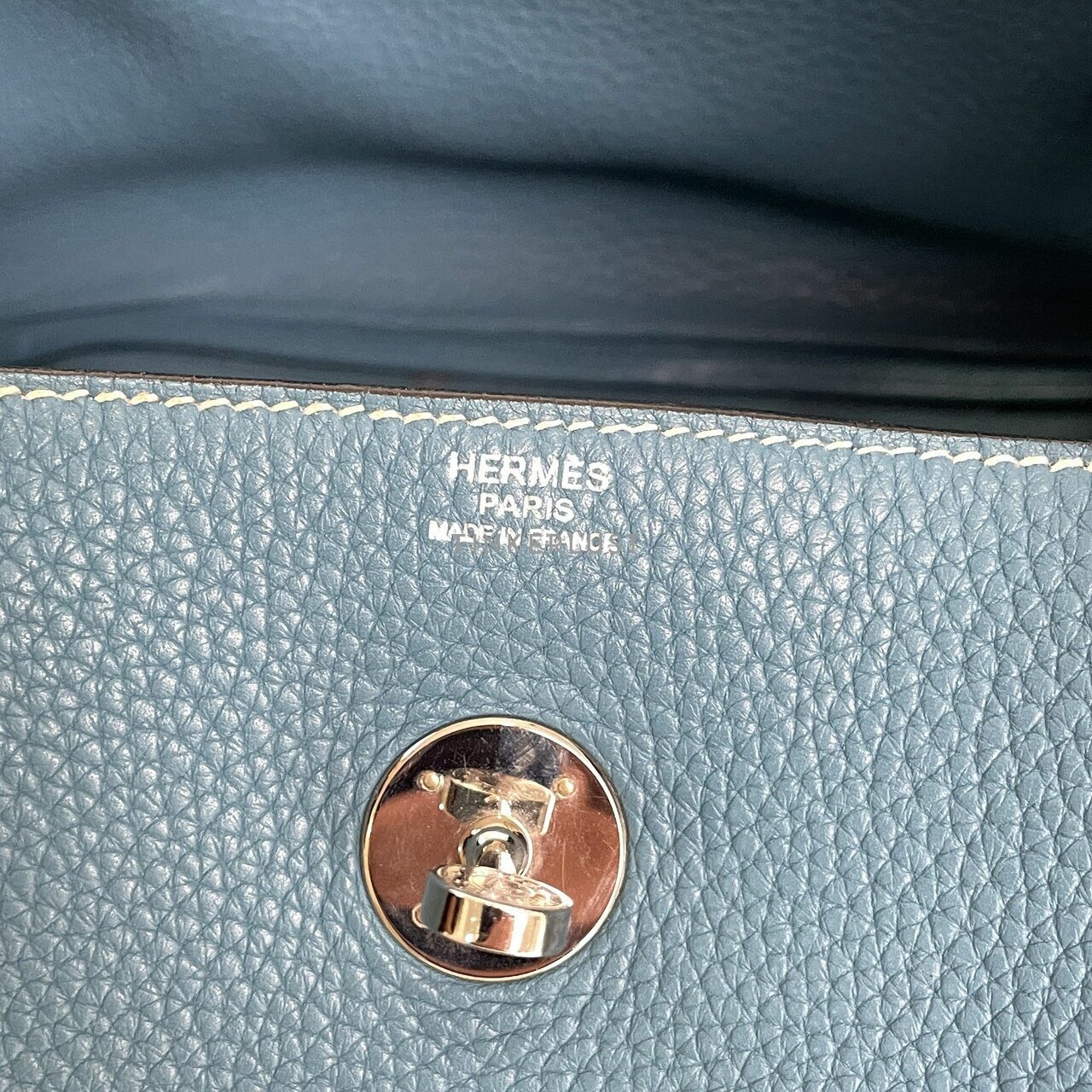 Hermes Lindy 34 Taurillon Clemence Blue Jean Stamp Square O