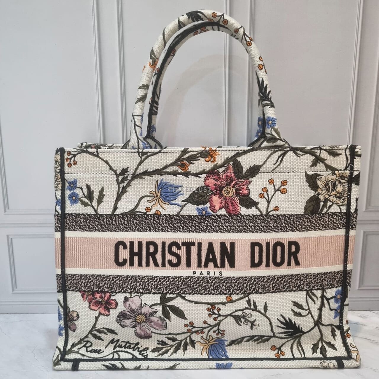 Christian Dior Book Medium Flowers Multicolor Canvas 2020 Tote Bag