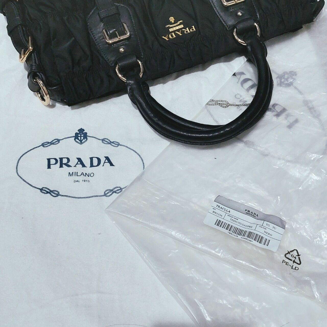 PRADA TESSUTO GAUFRE Sling Satchel Tote Bag BN1336