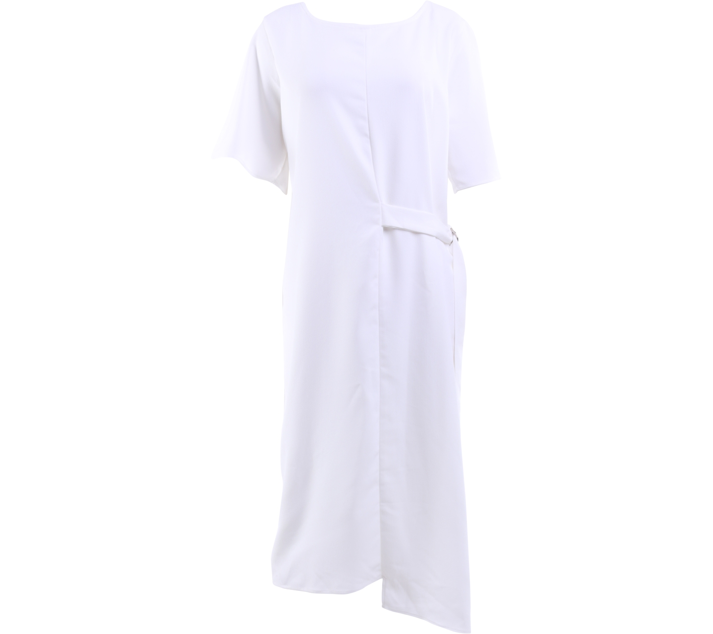 Shop At Velvet White Short Sleeve Loose with Belt Midi Dress