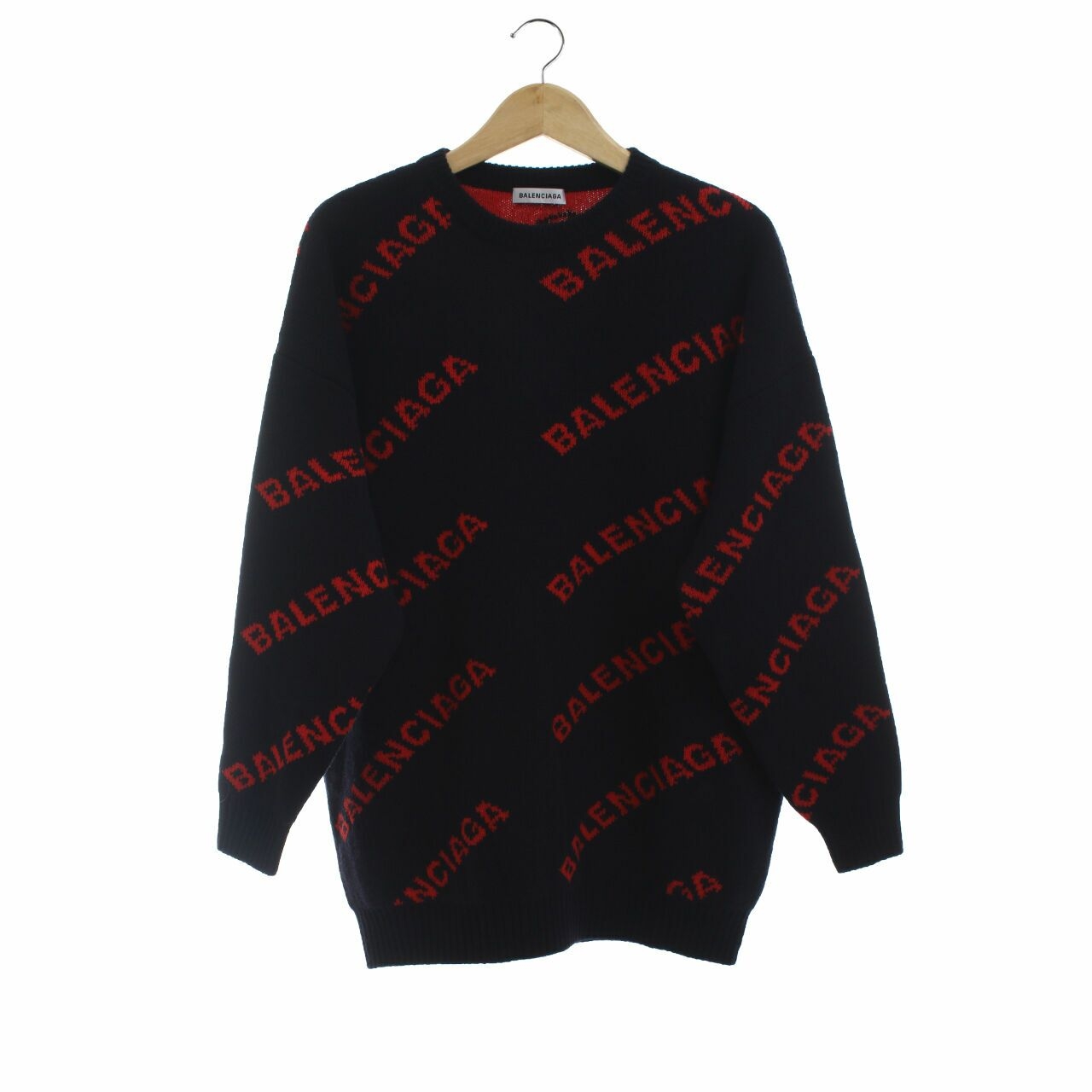 Balenciaga Over Logo Black/Red Knitted Sweatshirt