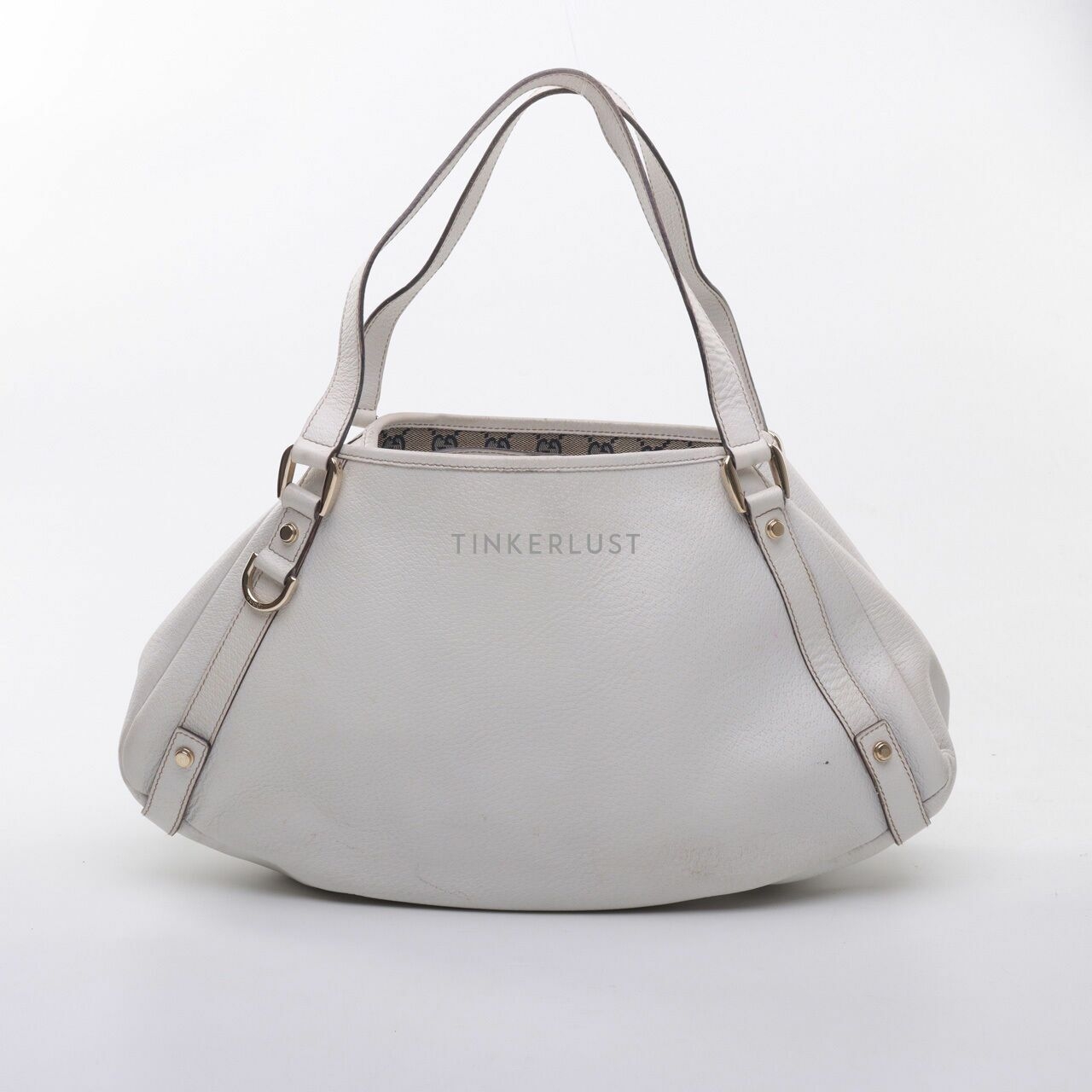 Gucci White Leather Abbey D-Ring Shoulder Bag