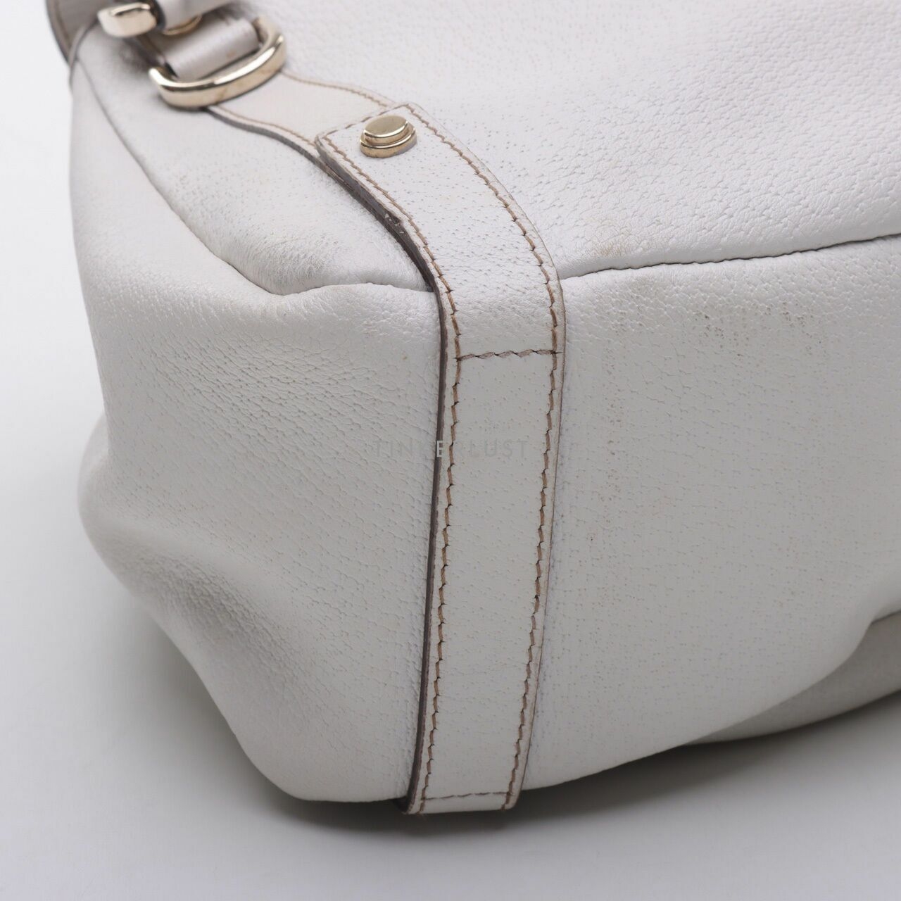 Gucci White Leather Abbey D-Ring Shoulder Bag