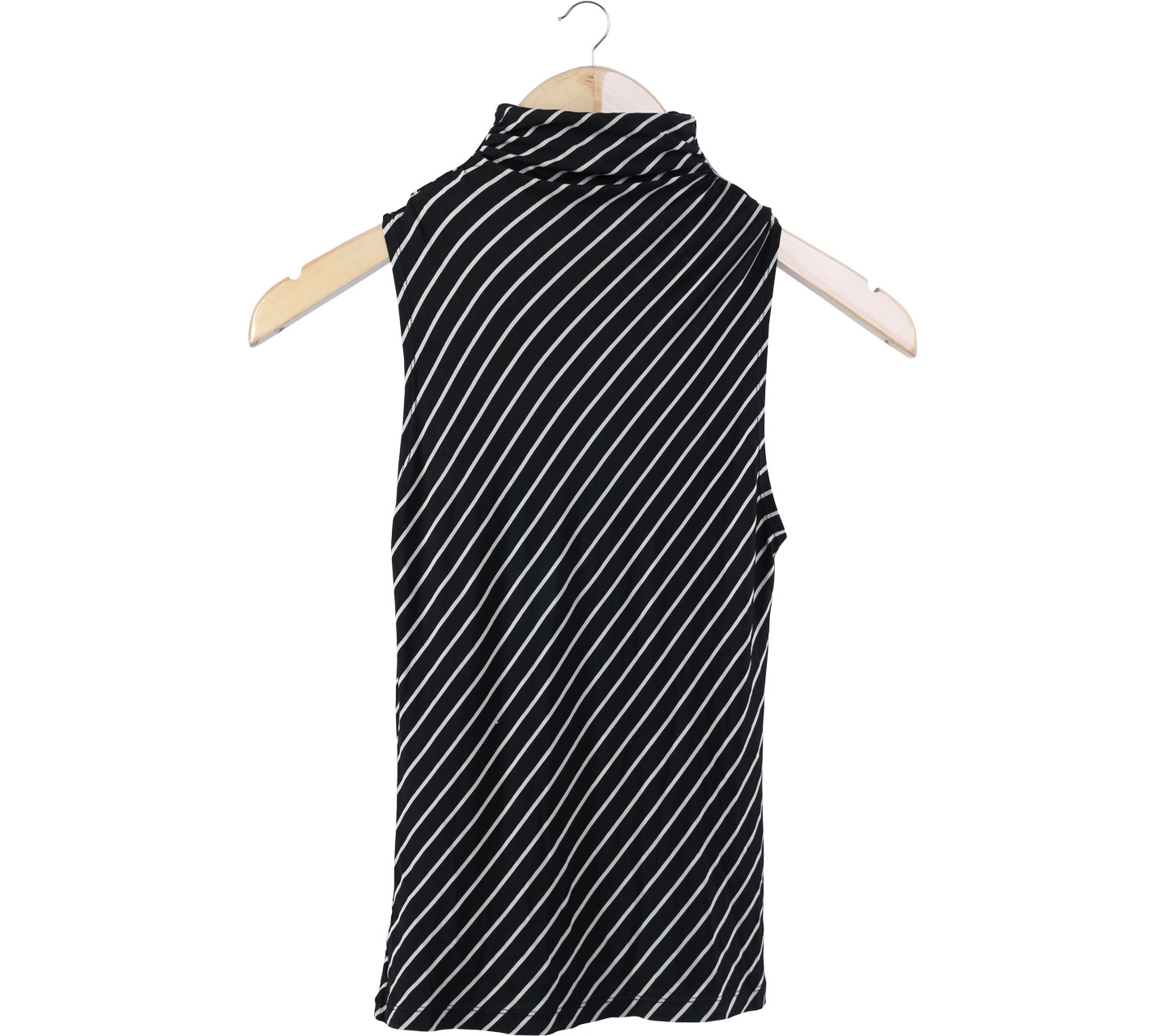 Mango Black And Cream Striped Sleeveless