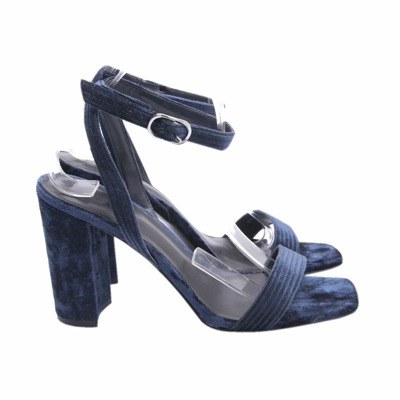 Charles & Keith Navy Velvet Heels