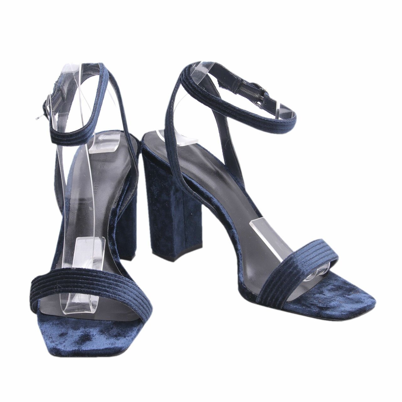 Charles & Keith Navy Velvet Heels