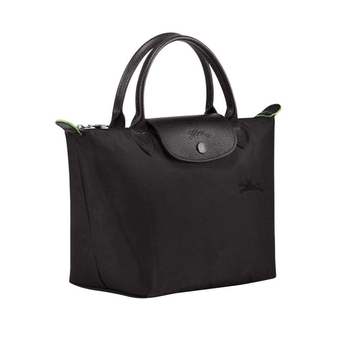 Longchamp Le Pliage Green Small Top Handle Bag Black