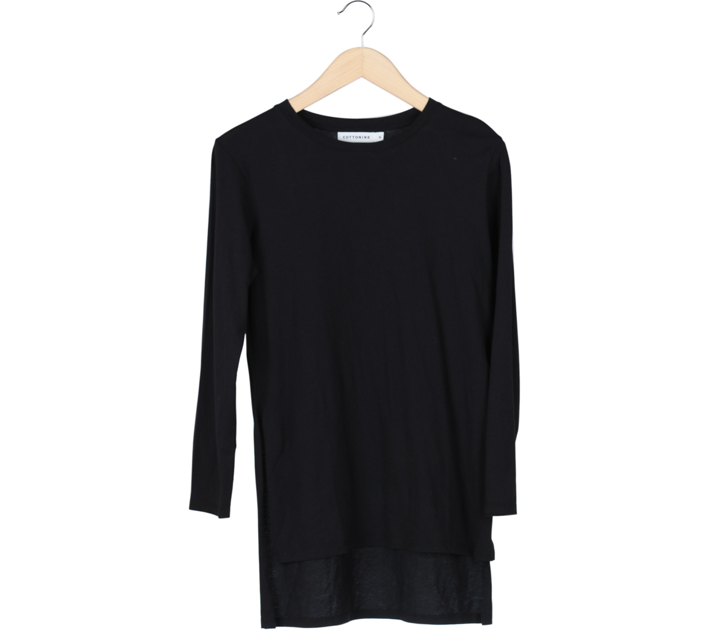 Cotton Ink Black Slit T-Shirt