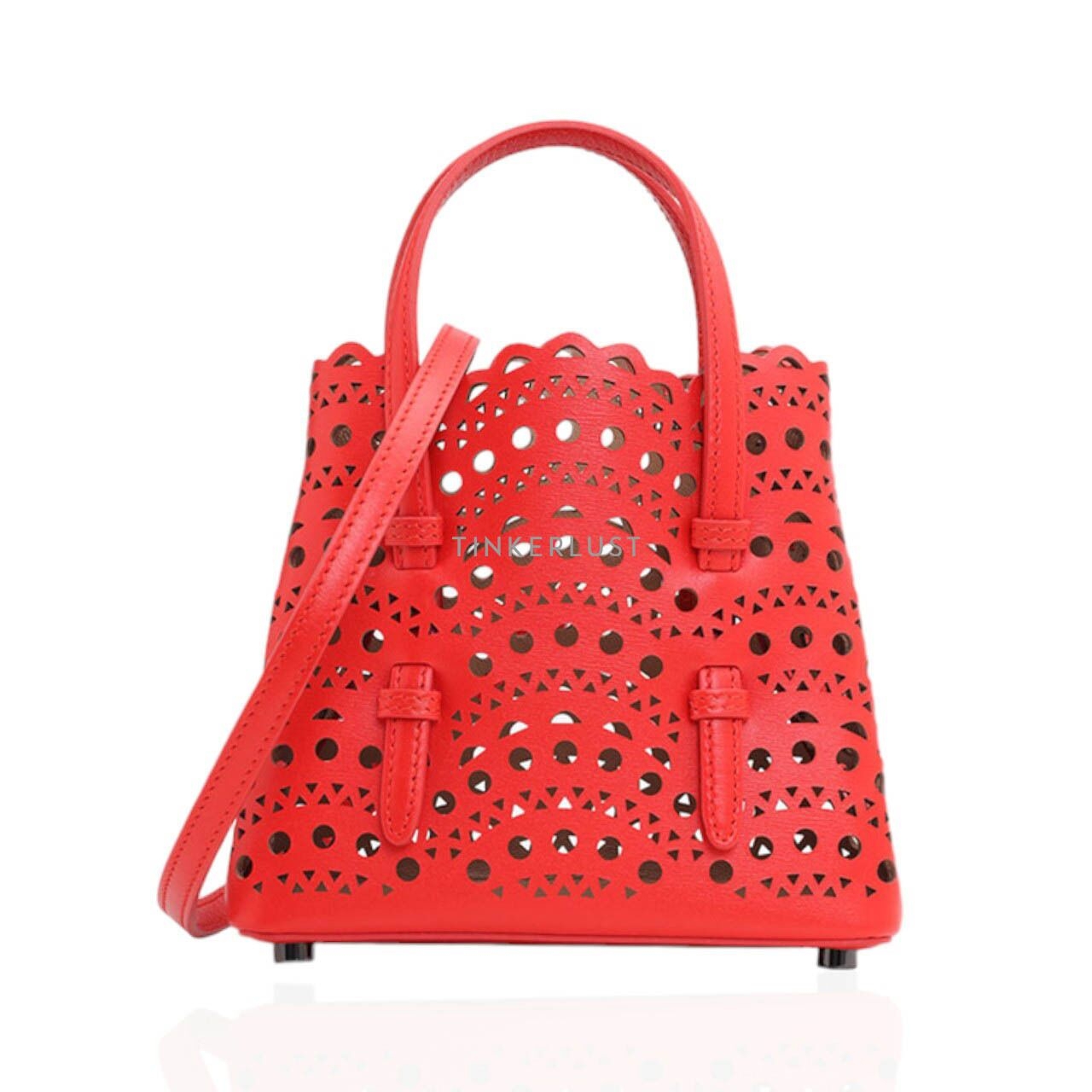 Alaia Mina 16 Micro Lasered Red Calfskin Satchel