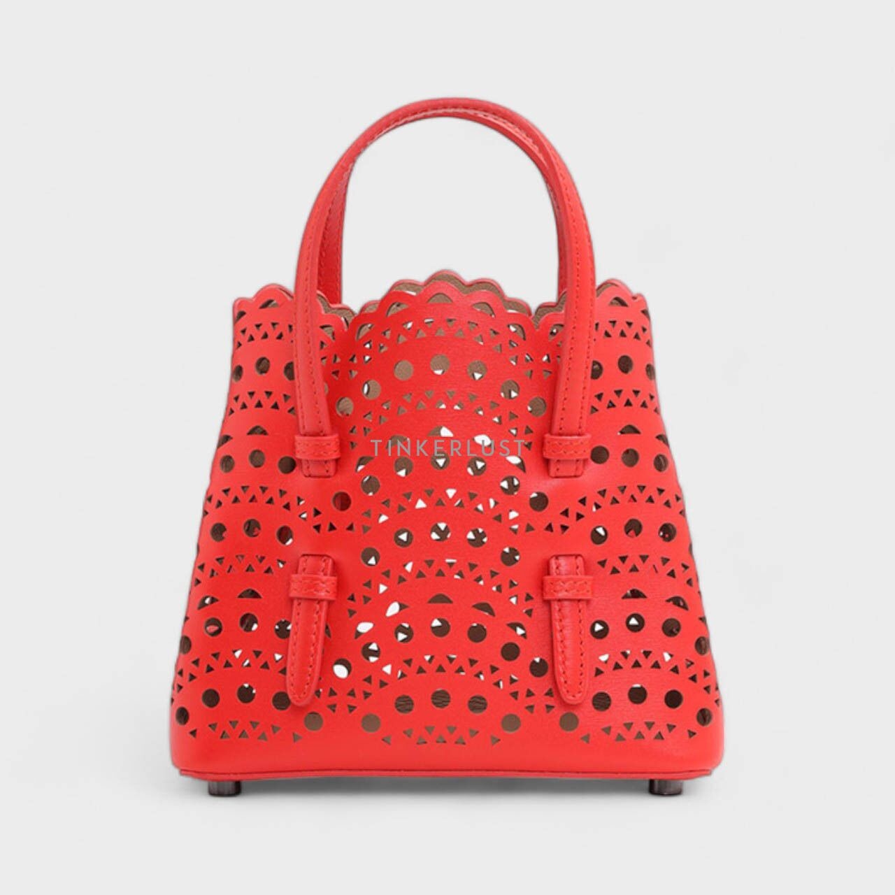 Alaia Mina 16 Micro Lasered Red Calfskin Satchel