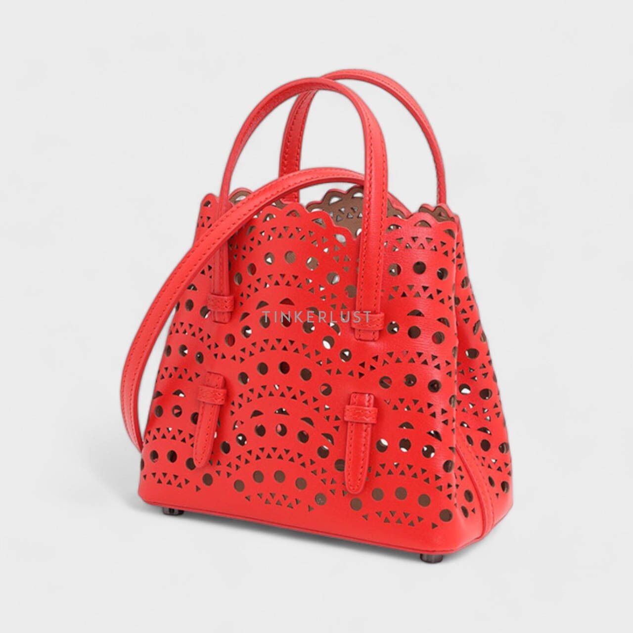 Alaia Mina 16 Micro Lasered Red Calfskin Satchel