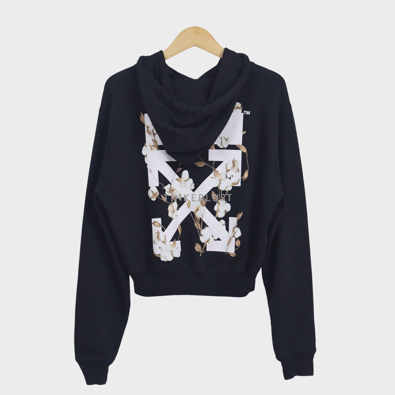 Off-White Flowers Black Cropped Hoodie Jacket