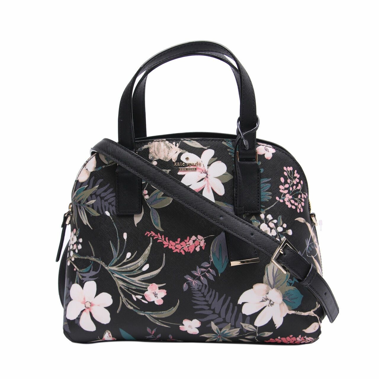 Kate Spade Cameron Street Botanical Lottie Black Multicolour Satchel Bag