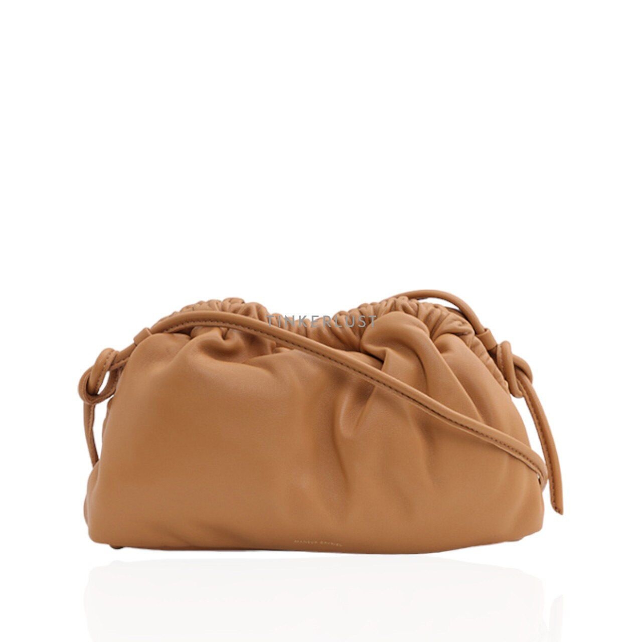 Mansur Gavriel Mini Cloud Clutch in Caramel Supple Leather with Strap Sling Bag