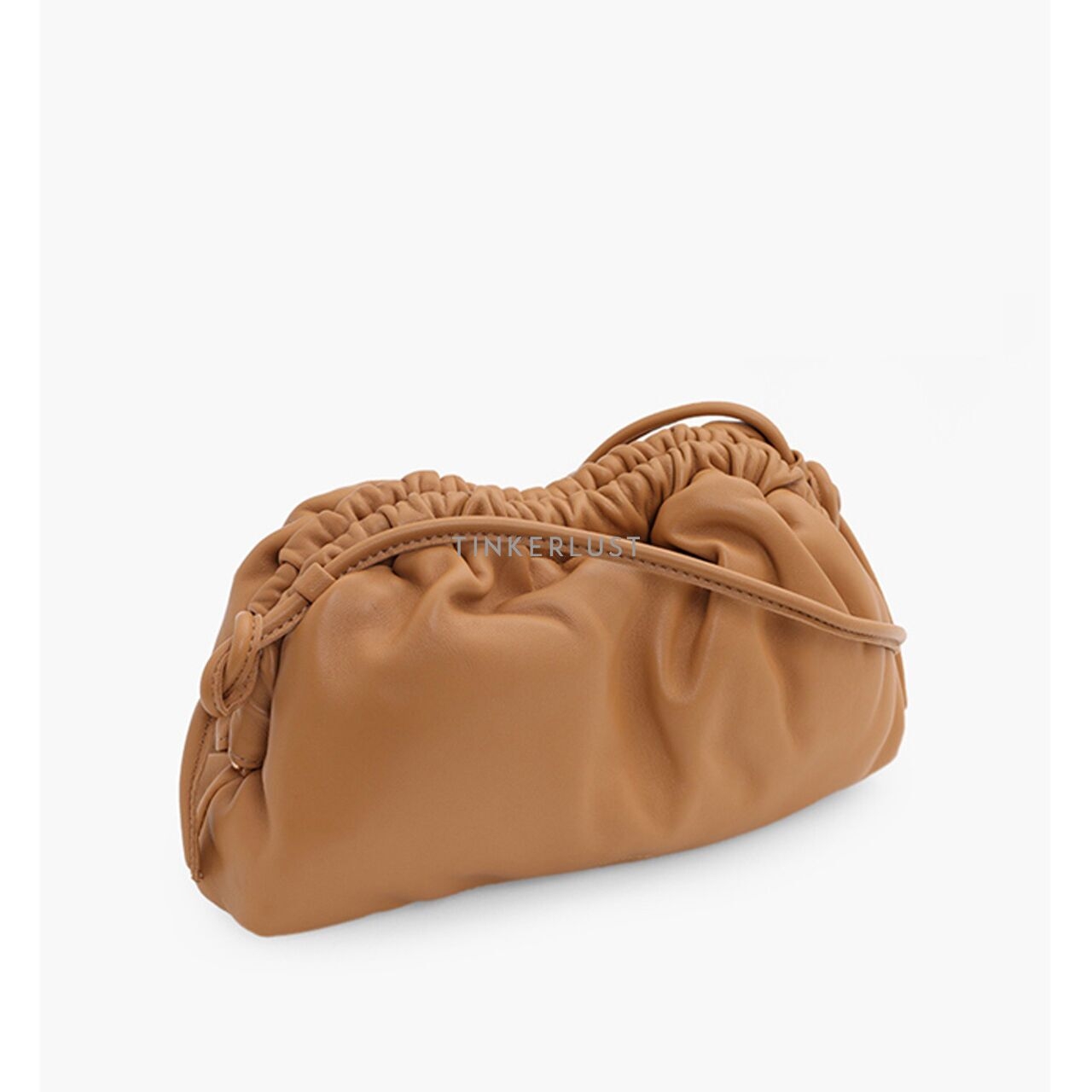 Mansur Gavriel Mini Cloud Clutch in Caramel Supple Leather with Strap Sling Bag