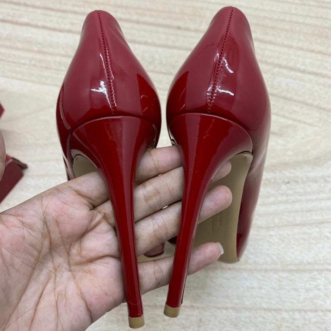 Salvatore Ferragamo Red Patent Vara Bow Peep-toe Heels