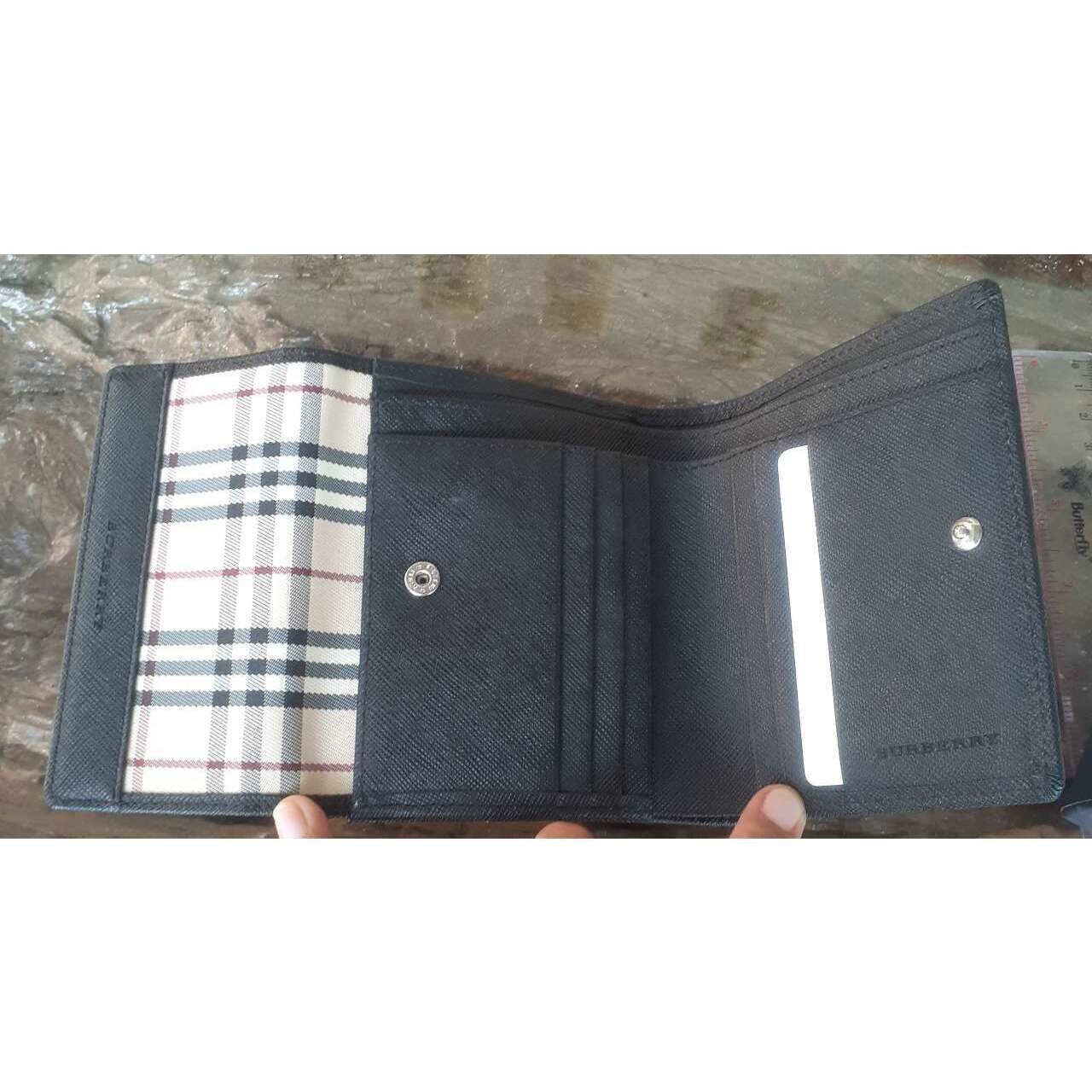 Burberry Nova Black & Nude Plaid Wallet