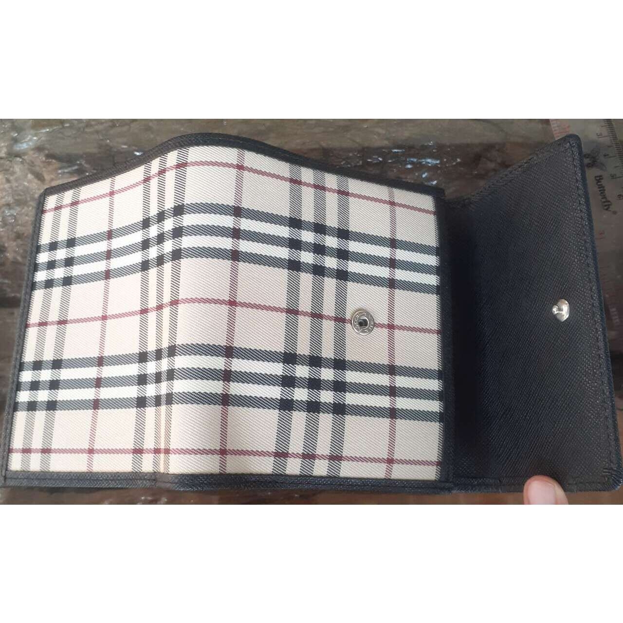 Burberry Nova Black & Nude Plaid Wallet