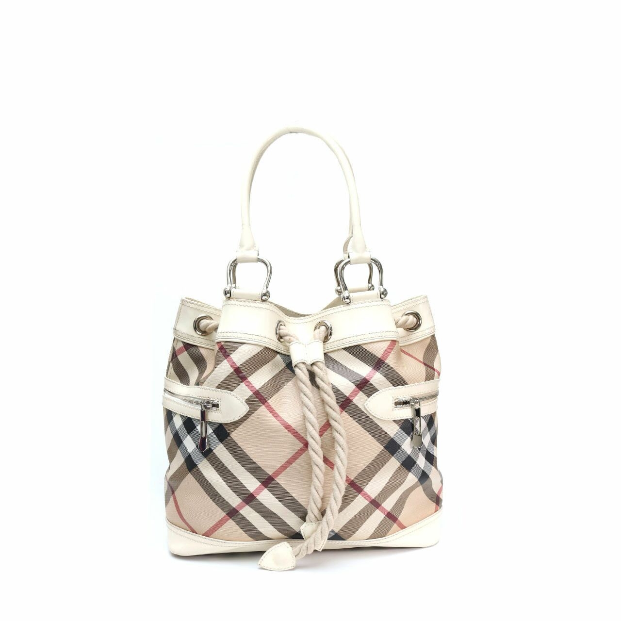 Burberry Bucket Bag Large Canvas Leather Tote Bag