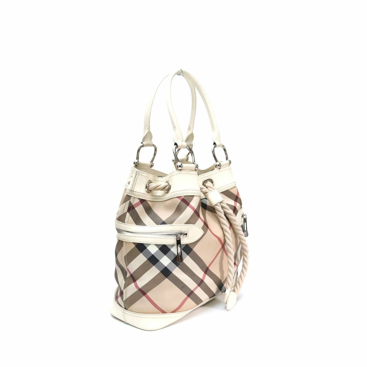 Burberry Bucket Bag Large Canvas Leather Tote Bag