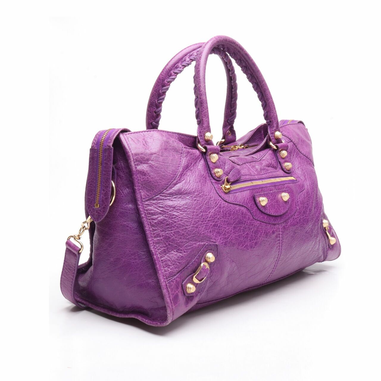 Balenciaga Giant Studs Part Time Purple GHW Satchel