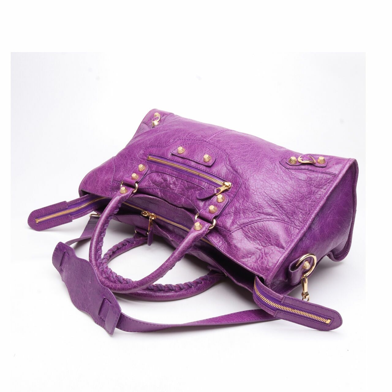 Balenciaga Giant Studs Part Time Purple GHW Satchel