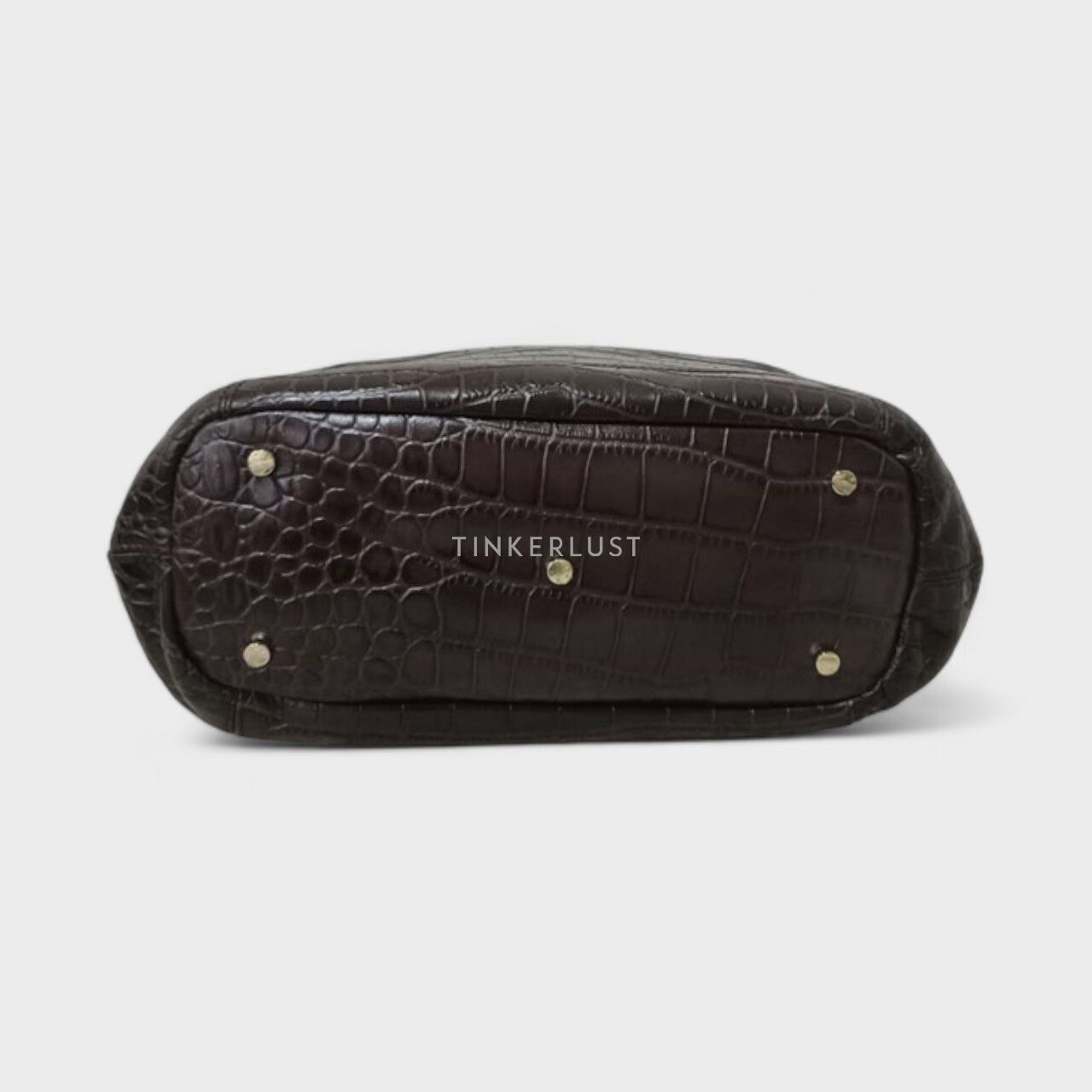 Aigner Brown Croco-Embossed Leather Satchel