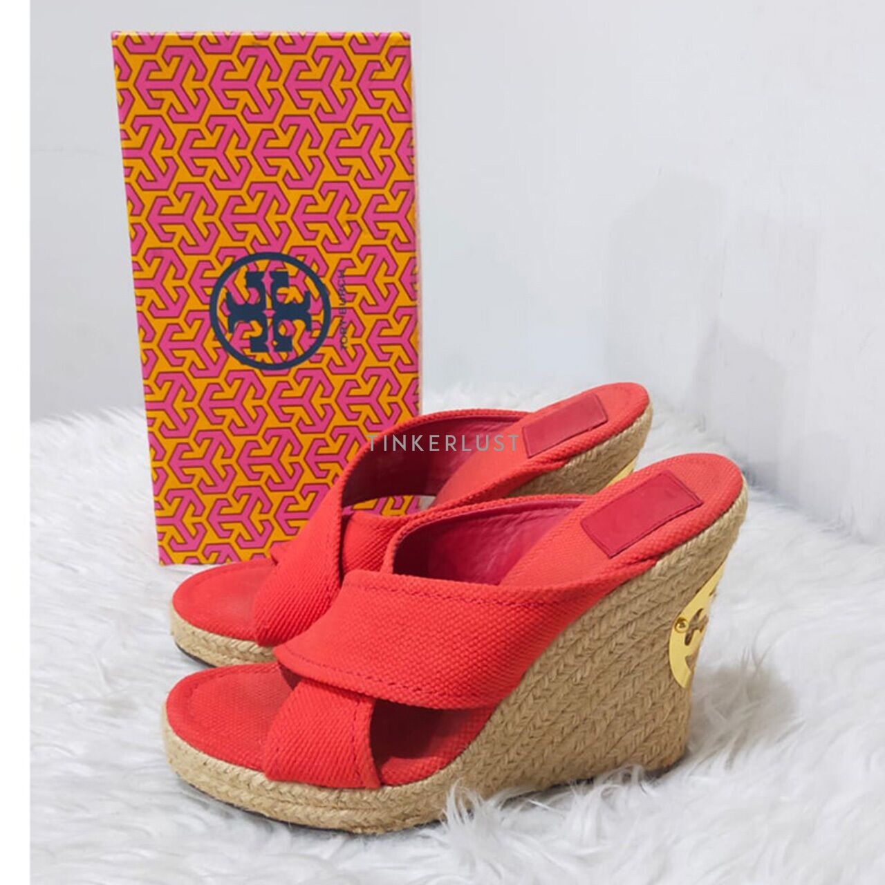 Tory Burch Kristen Coral Espadrilles Wedges